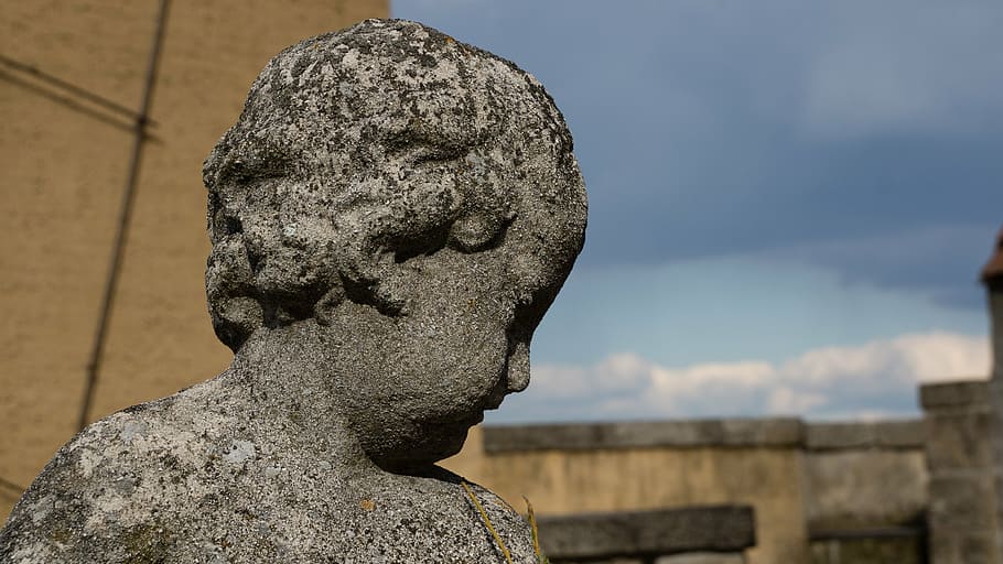 statue, child, face, stone, profile, figure, portrait, young HD wallpaper