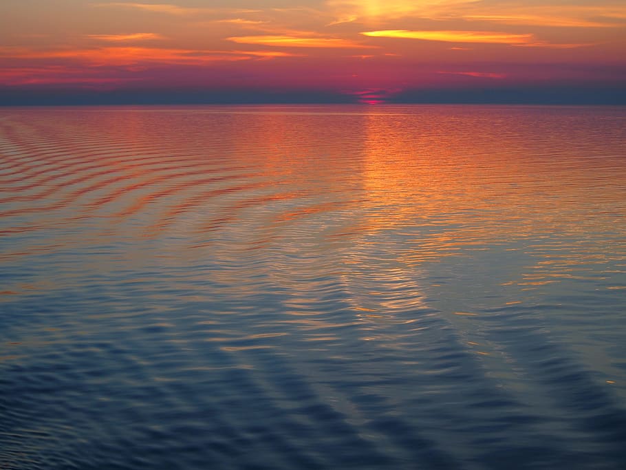 sea, sunset, wave, afterglow, setting sun, water, sky, scenics - nature HD wallpaper