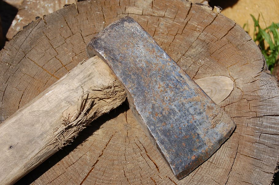 ax, axe, firewood, tool, hack, close-up, wood - material, nature HD wallpaper