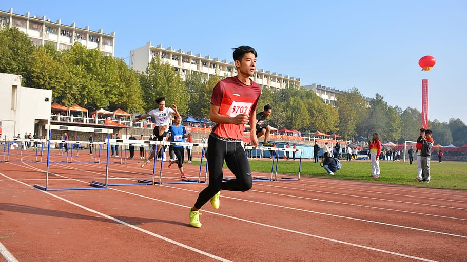 Sports, Character, Run, Hurdle, red, m, competition, running HD wallpaper