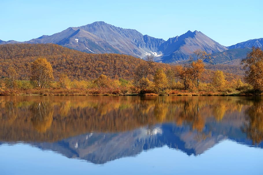 autumn, lake, mountains, reflection, forest, golden autumn HD wallpaper