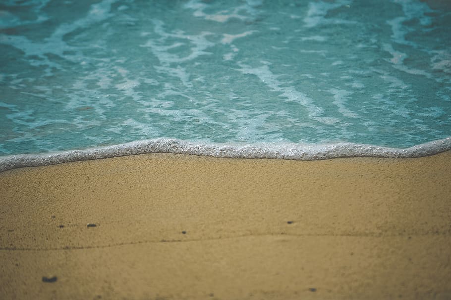 photo of sea water on shore, photo of water on sand, coast, beach HD wallpaper