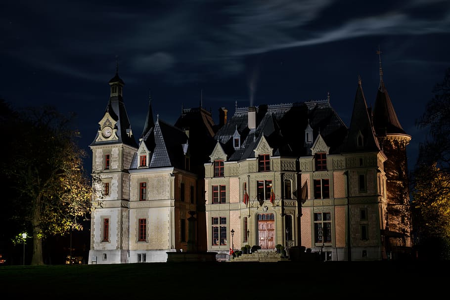 night, castle, dark, thun, long exposure, atmosphere, built structure HD wallpaper