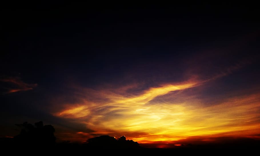 photo of clouds during golden hour, silhouette photography, sunset HD wallpaper