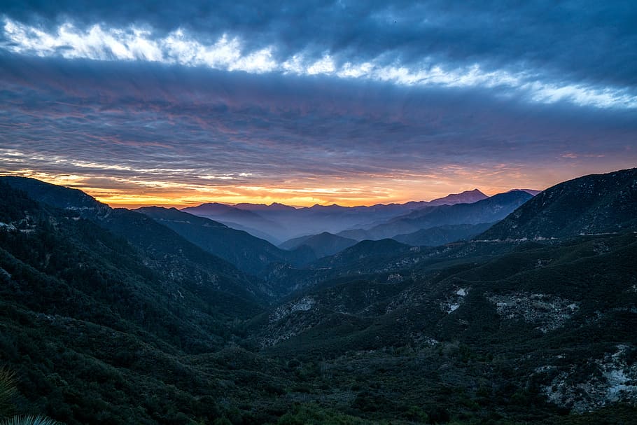 landscape photography of green mountains, aerial photography of green mountain under clouds HD wallpaper