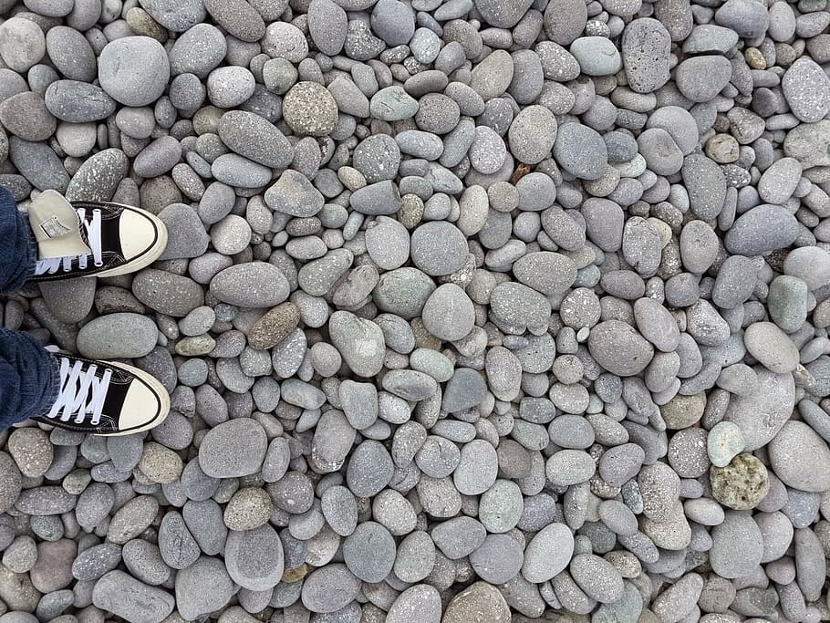 stone, sneakers, human body part, one person, real people, human leg HD wallpaper