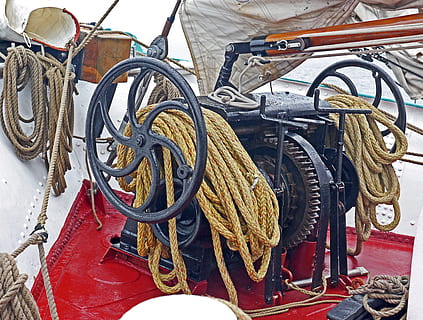 tall ship, windlass, bug, gears, cast iron, ropes, thaw, canvas HD wallpaper
