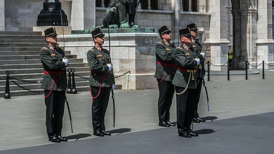hungary, budapest, parliament, guard, army, soldiers, ceremony, HD wallpaper
