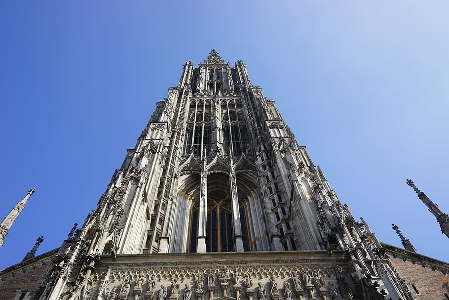 Ulm Cathedral, Tower, Frontal, ornament, building, church, münster HD wallpaper