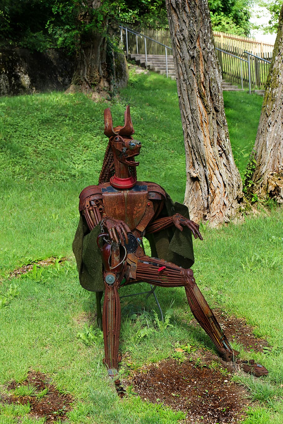 Figure, Stature, Andechs, Bavaria, Art, sculpture, grass, tree HD wallpaper