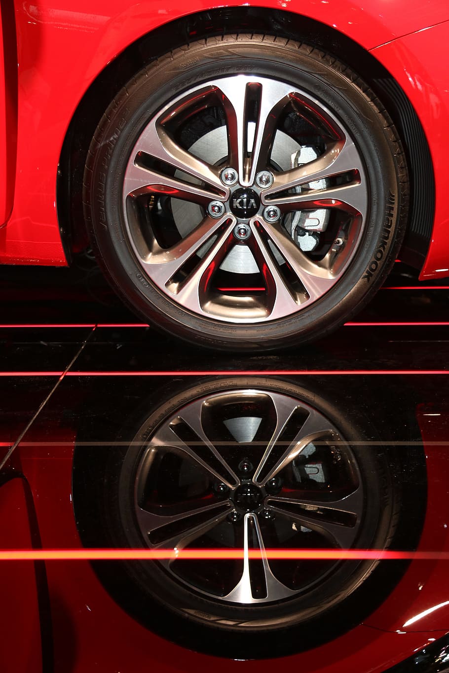 rim, car, red, auto, reflection, wheel, transportation, mode of transportation HD wallpaper