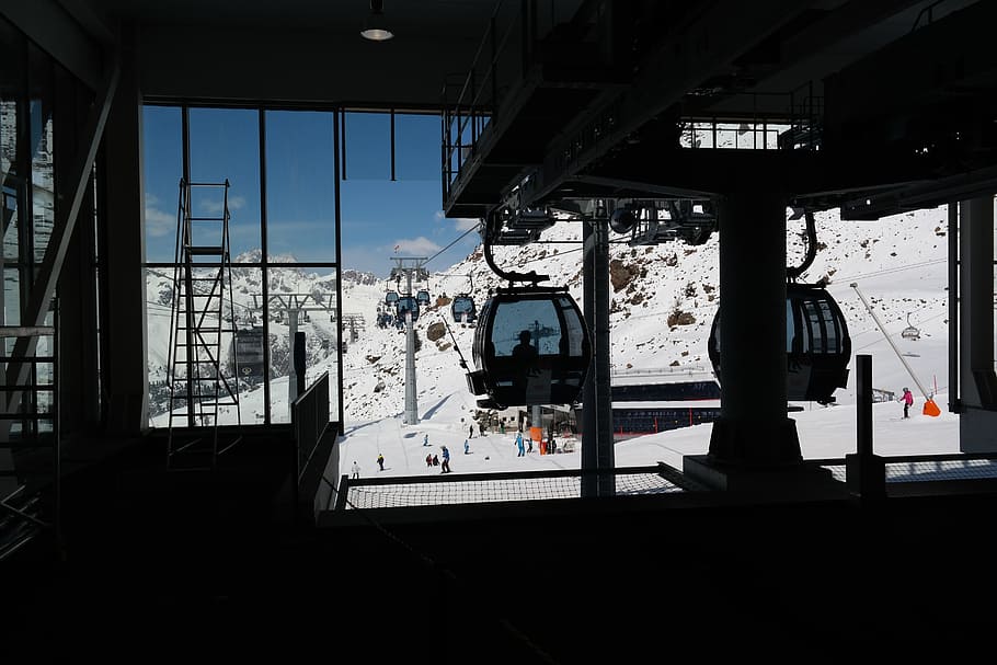 Gondolas, Cable Car, fimbabahn, redirection, yellow, roll, wheels HD wallpaper