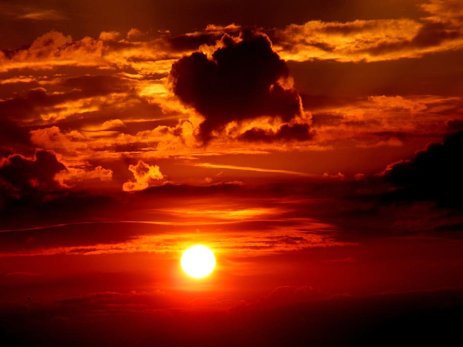 sunset, sky, cloud, twilight, red, cloud - sky, sunlight, orange color HD wallpaper