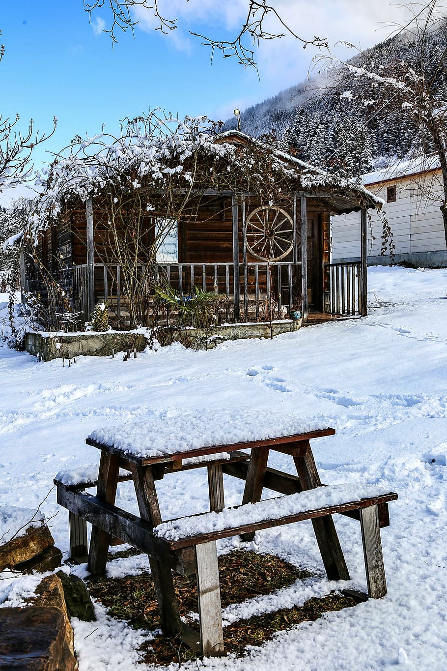 Home, Snow, Landscape, winter, cold temperature, house, wood - material HD wallpaper