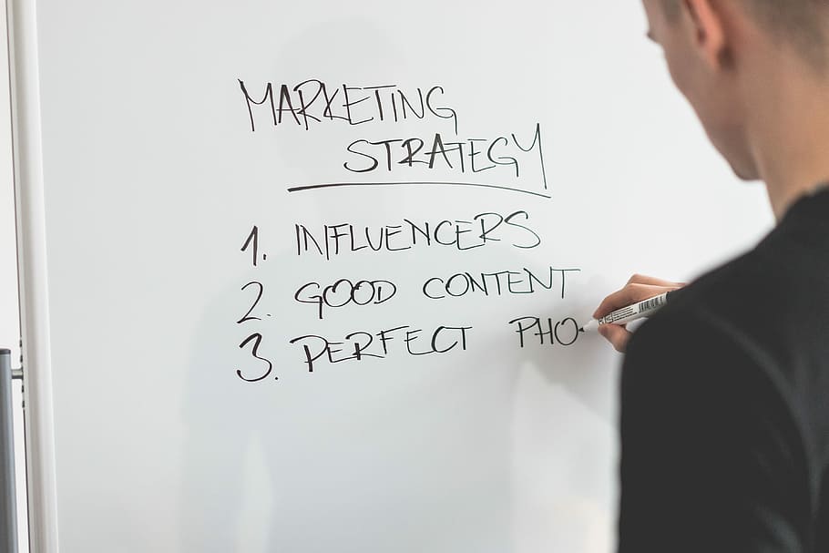 Marketing Expert Writing New Marketing Strategy on Whiteboard, HD wallpaper