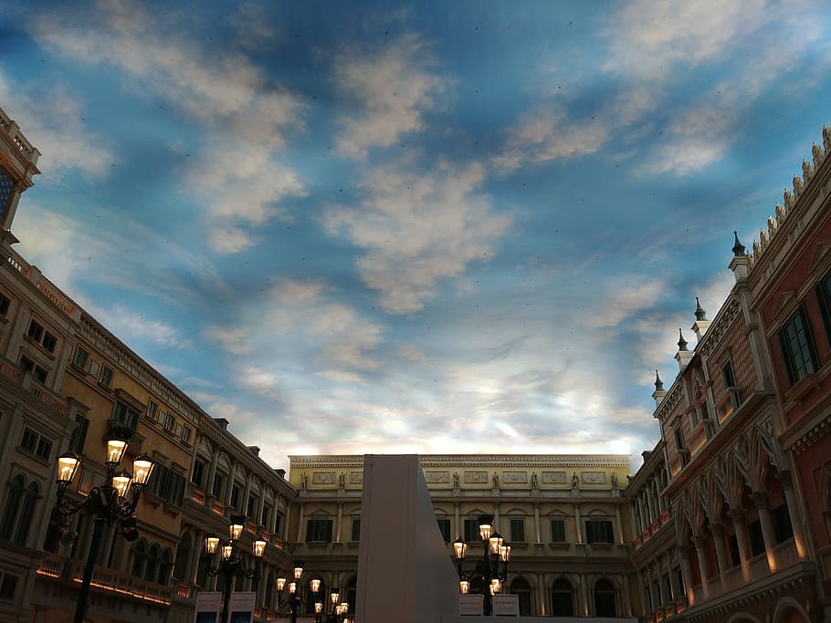 macau, venice, the early evening sky, architecture, building exterior, HD wallpaper
