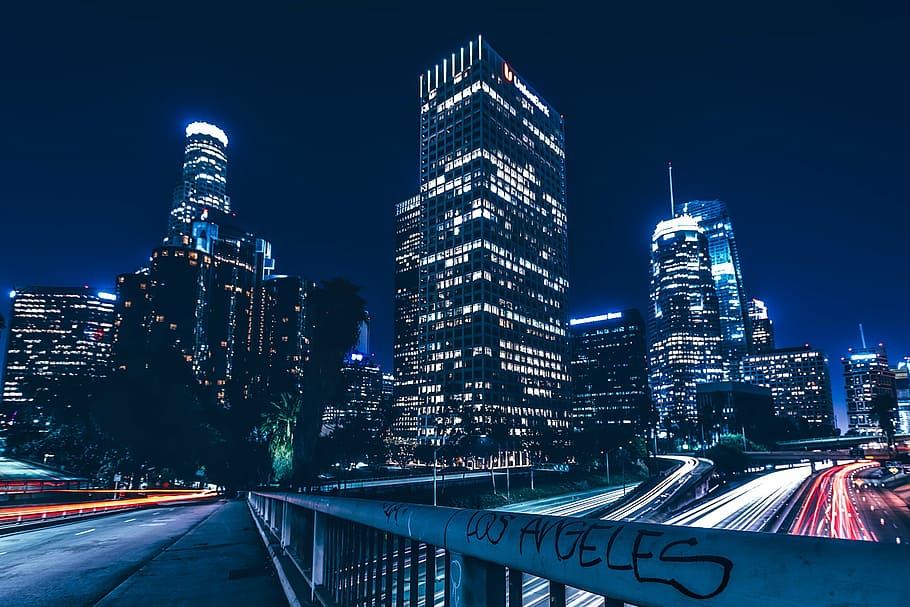 time lapse of road city during night time, los angeles, california, HD wallpaper
