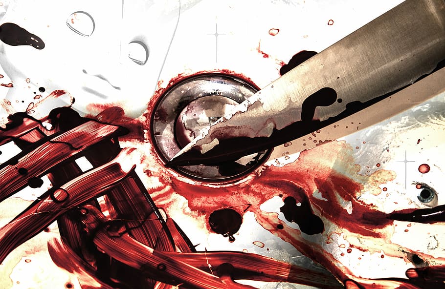 knife with blood stains wallpaper, kill, murder, red, crime HD wallpaper