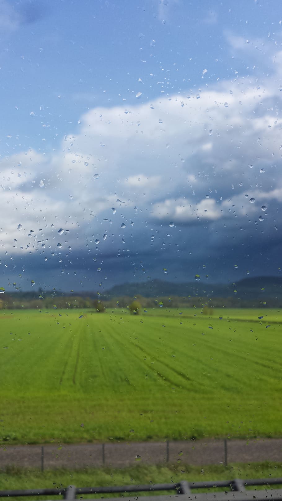 raindrops, field, clouds, landscape, green, beautiful, outdoor HD wallpaper