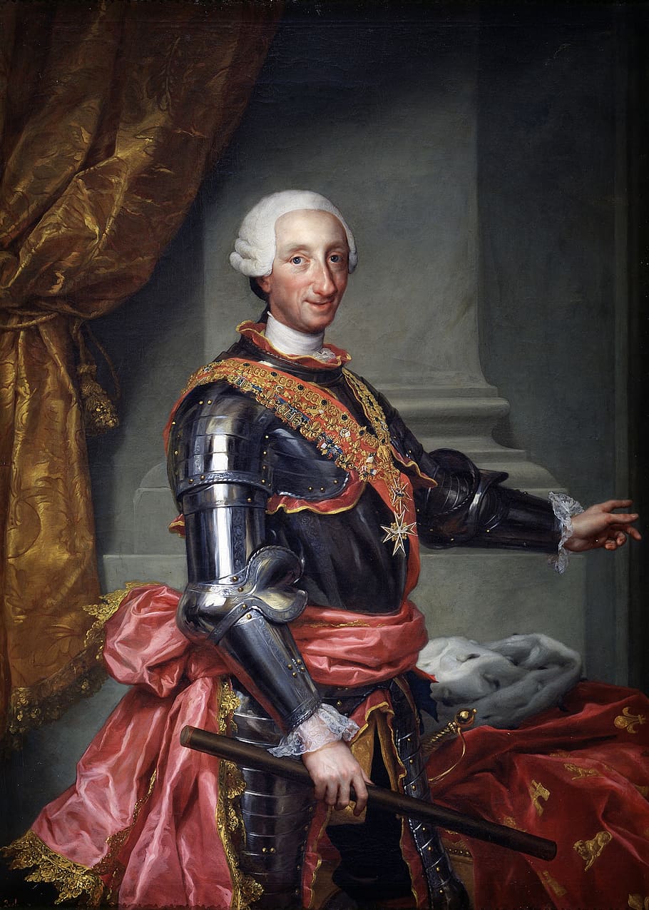 karl iii, king, spain, 1761, portrait, man, painting, one person