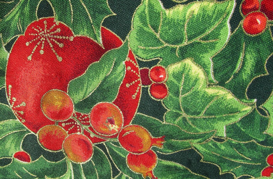 christmas, textile, fabric, leaf, red, plant part, no people HD wallpaper