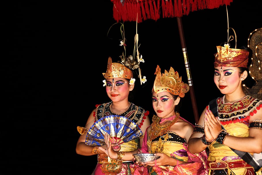 Bali, Dancers, Culture, Symbolism, indonesian, colors, costume, HD wallpaper