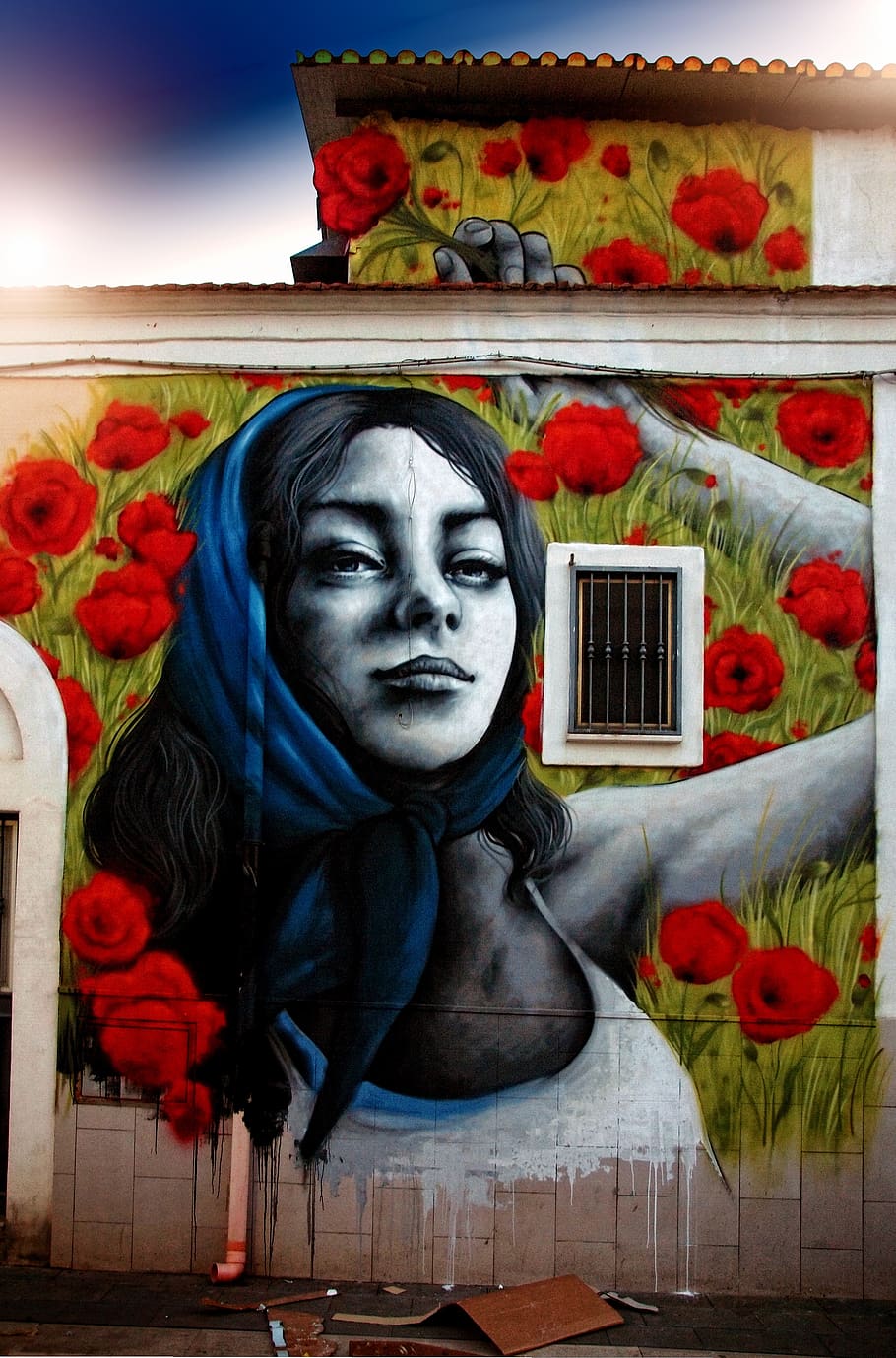 article, murals, face, expression, girl, wall, look, woman HD wallpaper