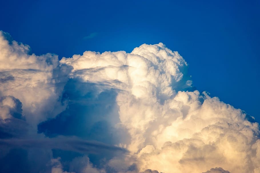the sky, clouds, storm, dark blue, the clouds, yellow, orange HD wallpaper