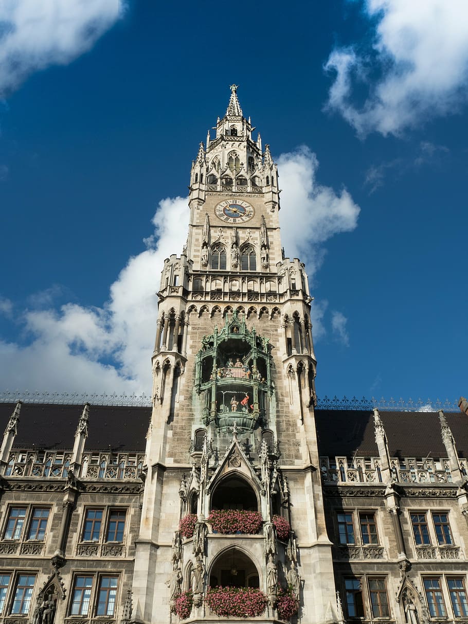 tower, plaza, munich, eclipse tower, culture, clouds, built structure HD wallpaper