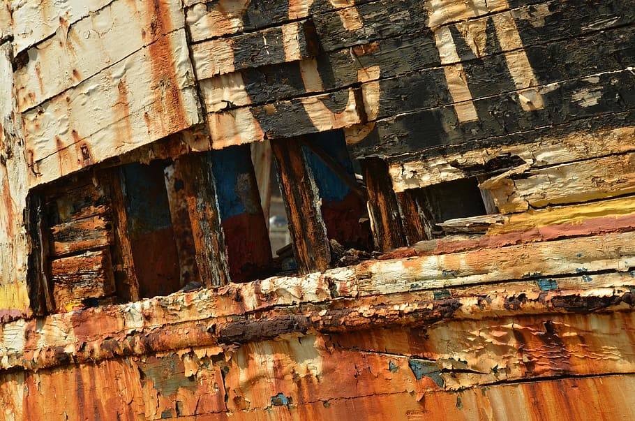 Boat, Shipwreck, Ship Wreck, old, wood, metal rust, expired HD wallpaper