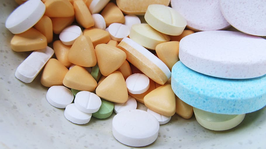 assorted-color medicational pill, medicine, remedy, pills, treatment