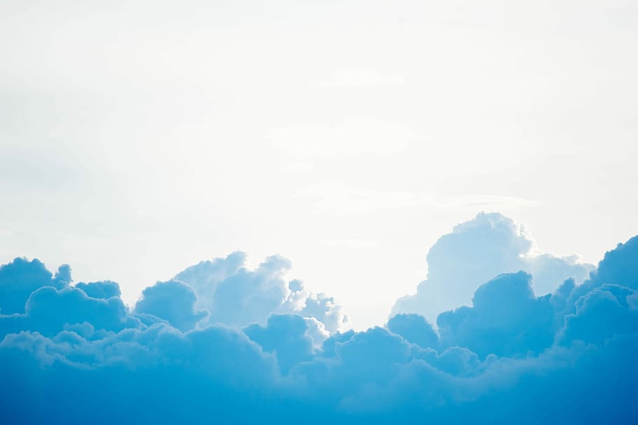 blue clouds under white sky, cloudy sky during day time, fluffy HD wallpaper