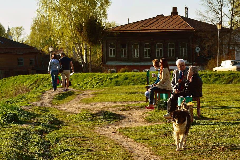people sitting and walking on park, leisure, conversation, sadness HD wallpaper