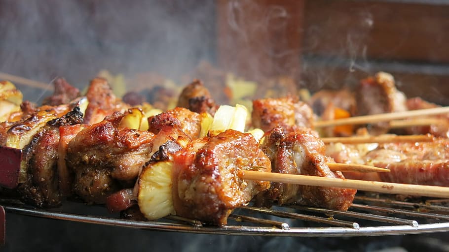 closeup photo of barbecues, rest, grill, eating, grilling, holidays HD wallpaper