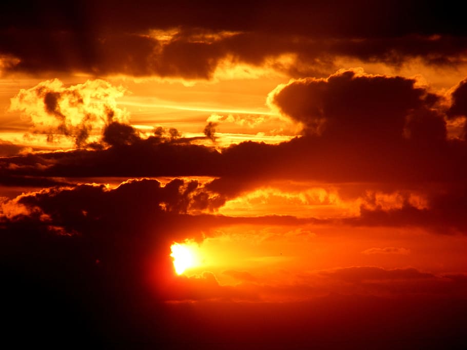sunset, sky, cloud, twilight, red, cloud - sky, orange color HD wallpaper