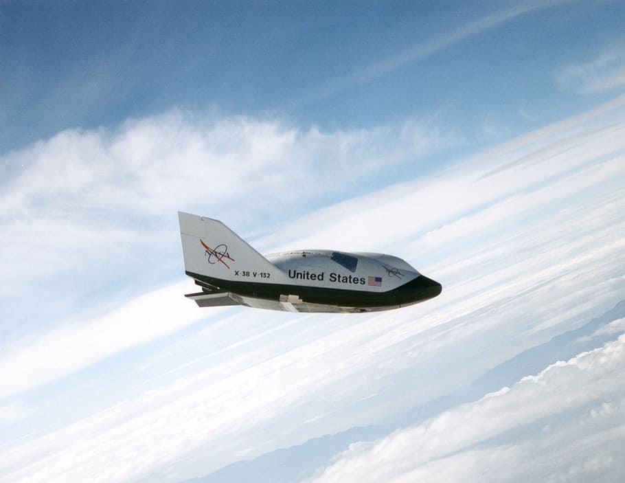 x-38, space vehicle, flight, clouds, crew return, flying, test mission HD wallpaper