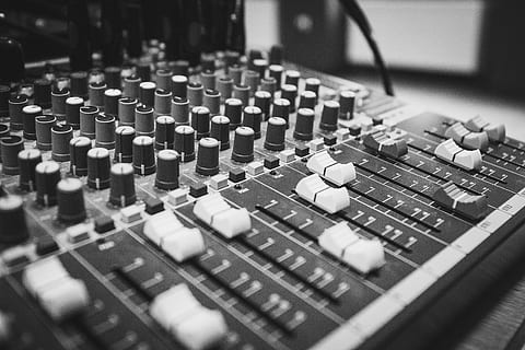 grayscale photography of mixing console, audio, black and white HD wallpaper