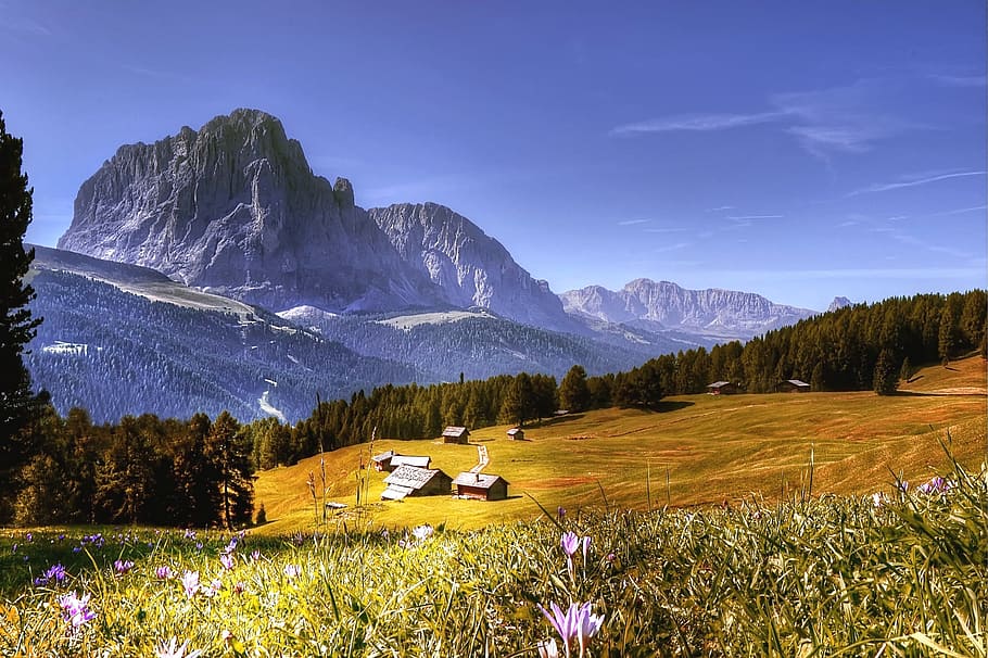 Dolomites, Mountains, Italy, South Tyrol, view, alpine, val gardena, HD wallpaper
