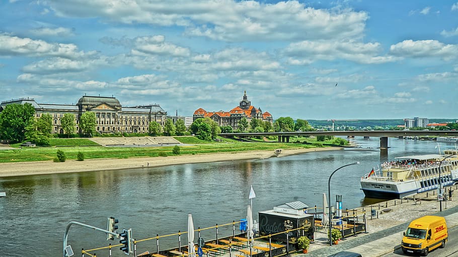elbe, dresden, ship, paddle steamer, city, old town, river HD wallpaper