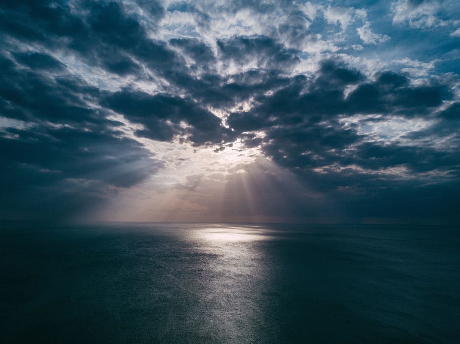 sea, ocean, water, waves, nature, cloudy, sky, clouds, horizon HD wallpaper