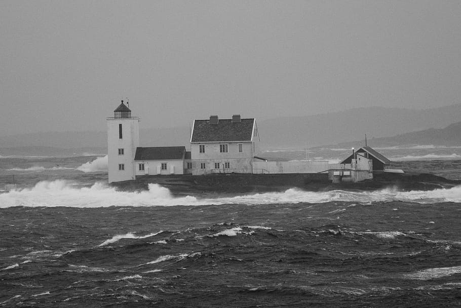 norway, great, waves, landscape, sea, water, built structure HD wallpaper