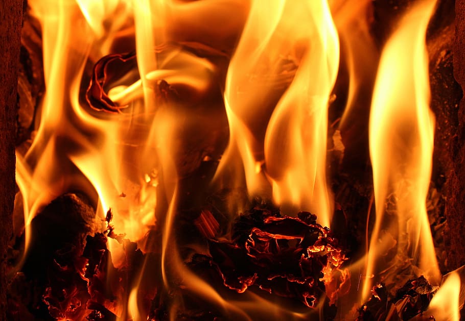 close-up photo of fire, flames, heat, fireplace, energy, light HD wallpaper