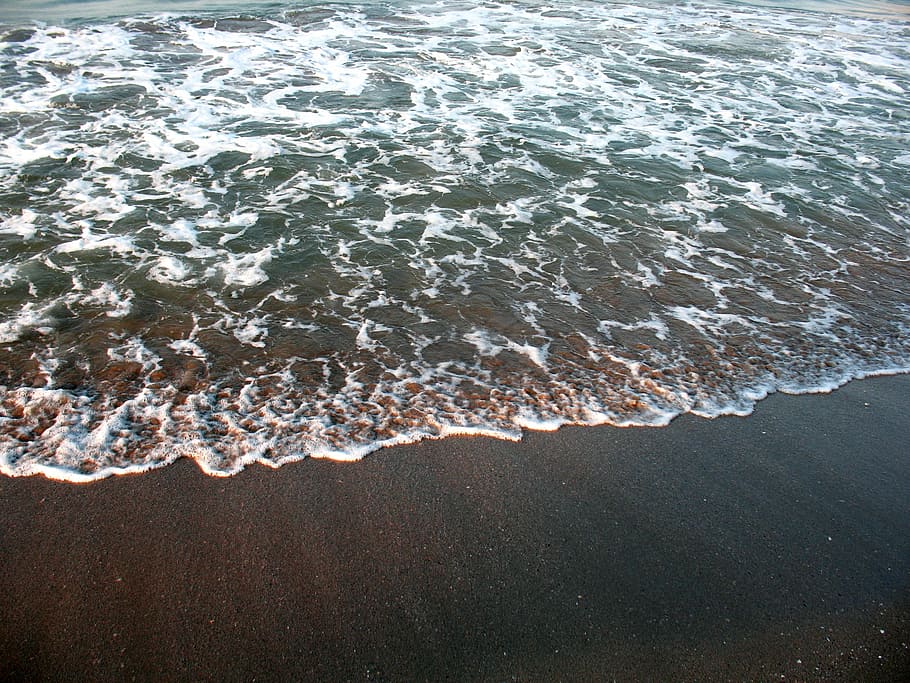 Sea, Shore, Sand, Wave, Lace, water, no people, nature, outdoors HD wallpaper