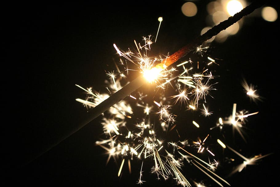 closeup photography of sparkle, time lapse photography of firecracker HD wallpaper