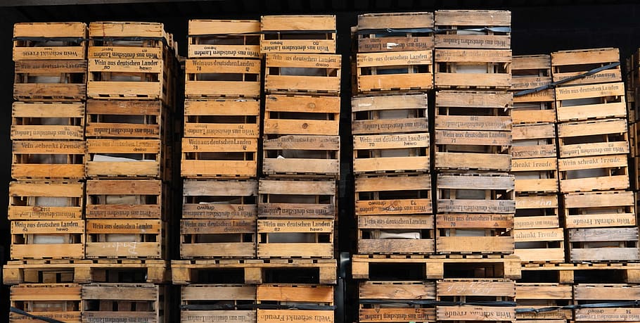wine boxes, wood, cellar, warehouse, large group of objects HD wallpaper