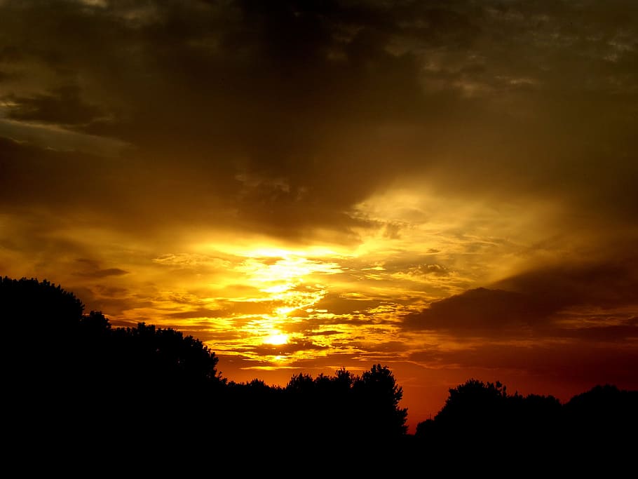 East, Sun, Cloud, Landscape, sky, red, silhouette, sunset, nature HD wallpaper