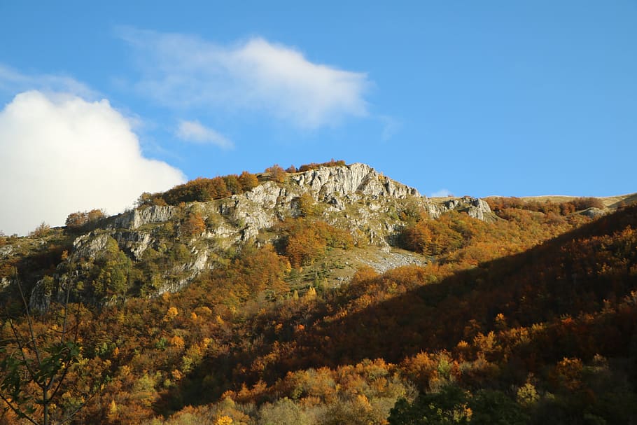 fall, mountain, autumn, landscape, nature, outdoor, color, sky HD wallpaper