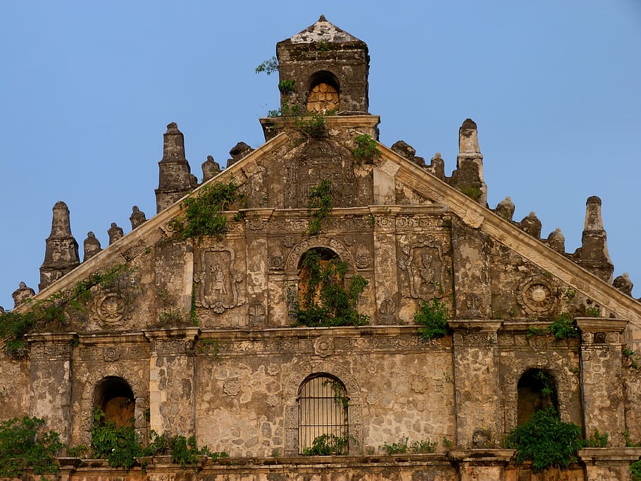 architecture, travel, old, ancient, stone, church, temple, philippines
