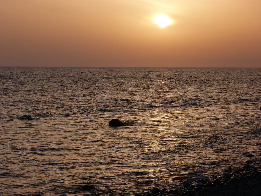 Sun, Sea, Sky, sunset, nature, water, summer, dusk, horizon Over Water HD wallpaper