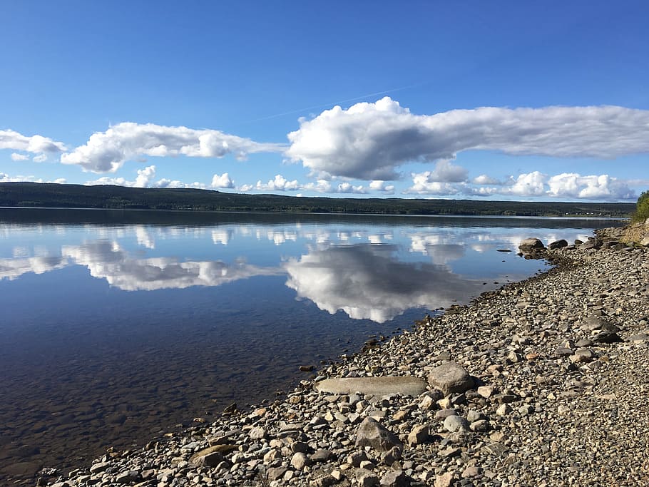solar, autumn, bathing area, water, cloud - sky, reflection HD wallpaper